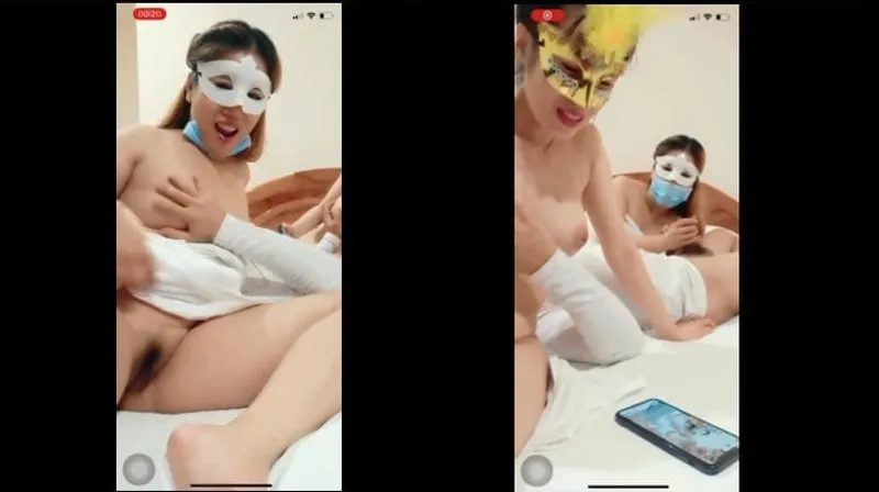 Hai em livestream xoạc tập thể